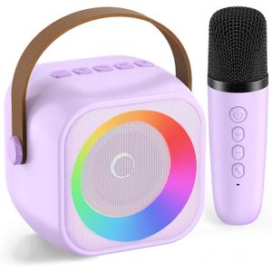 Karaoke Machine for Kids Toys for 4-12+ Year Old, Mini Portable Bluetooth Speaker with 2 Wireless Microphones, Birthday Party for Girls Boys