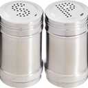2 Oz Stainless Steel Metal Salt and Pepper Shakers Set for Kitchen, Dinner Table, Cooking, Travel, Refillable, Perforated "S" and "P" Caps (3.5 in)
