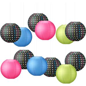12 Pcs Chalkboard Brights Classroom Paper Lanterns 10 Inch Classroom Hanging Decoration Multi Color Brights Round Paper Lantern for Home Wall Supplies Birthday Party Decoration(Dot)