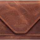 grande 3639 Genuine Leather Card Holder For Women and Men Slim Minimalist Small Accordion Magnetic Wallet (Chocolate Brown)