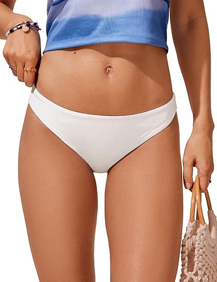 CRZ YOGA Low Waisted Bikini Bottom for Women - Cheeky Basic Bathing Swimsuit Swim Briefs