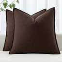 MIULEE Decorative Linen Euro Sham Pillow Covers 24x24 Dark Brown Boho Farmhouse Neutral Winter Couch Throw Pillows for Bed Pack of 2 Accent Modern Pillowcase Sofa Livingroom Home Decor