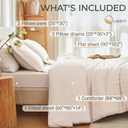 MUXHOMO 7 Pieces Queen Comforter Set, Seersucker Bed in a Bag Queen Size, All Season Luxury Bedding Set with Comforter, Flat Sheet, Fitted Sheet, Pillowcases & Shams, Beige