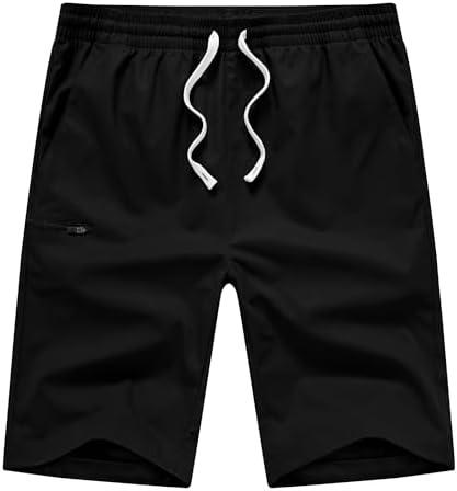 INNERBUT Men's Casual Shorts Drawstring Elastic Waist Summer Short Shorts Loose Fit 9 inch