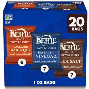 Kettle Brand Potato Chips Variety Pack, 1 Oz, 20 Ct, Best By 07/18/2026