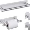 Lairuier Self Adhesive Bathroom Hardware Set, Includes Towel Bar, Toilet Paper Holder and 2 Towel Hooks, Brushed Nickel Bathroom Hardware Accessories, Towel Racks for Bathroom, Kitchen, Washroom