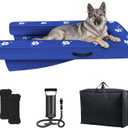Inflatable Dock Platform, Dog Boat Ramp Floating Non-Slip Oxford and PVC with Lagre Water Ramp for Dogs Pool, Dock, Lake with Traction Rope, Manual Air Pump (4.7ft x 3ft x 6in) L02