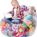 HOMBYS Clear Animal Bean Bag Chair Cover Stuffed Animal Storage for Kids Extra Large Waterparoof Stuffable Zipper Bean Bag for Children Storage & Organizing Plush Toys, Easy to Clean