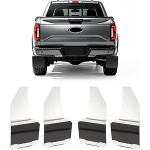 BALOCEO Universal 12" Wide Mud Flap 4Pcs Mud Splash Guard Mudguard for Car | Pickup Truck SUV Plastic(PP) + Steel Black Textured Front & Rear