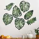 Namalu 7 Pcs Tropical Wall Decor Jungle Monstera Wall Art Boho Palm Leaf Wooden Decoration Tropical Nursery Decor Vintage Natural Monstera Leaf Plaque for Farmhouse Kitchen Bedroom Garden(Green)