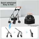 Pet Stroller for Medium Small Dogs/Cats - 4 Wheels Foldable Dog Stroller with Storage Basket,Dog/Cat Carrier,Adjustable Handle,Folding Puppy Carrier Suitable for Traveling with Cats and Dogs (Black)