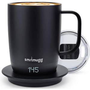 PRO 14 oz. Self-Heating Coffee Mug  4-Hour Battery Life, Adjustable Temperature Control, LCD Display, One-Touch Adjustment, Magnetic Slider Lid  Keep Your Coffee Hot for Hours! (Black)