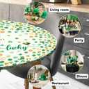 St. Patrick's Day Round Fitted Tablecloth with Elastic Edge Waterproof Washable Green Shamrock Table Cloth Fit 44"-48" Round Table Cover for Kitchen Dining Picnic Outdoor Party Decor