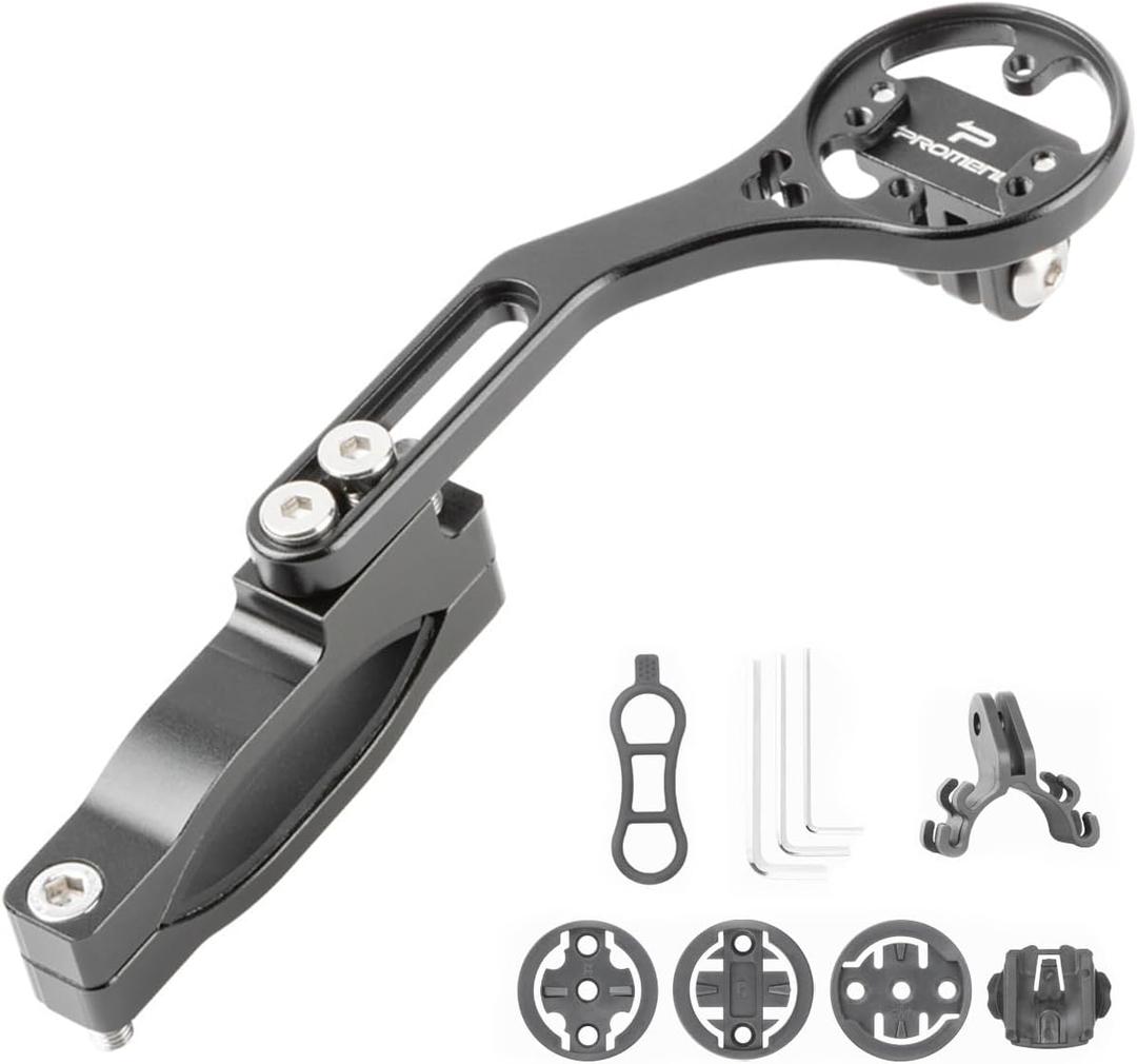 Bicycle Computer Mount - Left/Right Switchable Handlebar Stem GPS Holder with 4 Bases | Universal Road Bike Action Camera Mount Bicycle Light Bracket