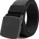 1/2 Pack Nylon Belts for Men Military Tactical Slide Plastic Buckle Belt Adjustable No Holes Canvas Web Belt Outdoor