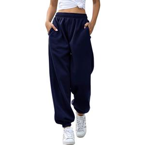 HeSaYep Women's High Waisted Sweatpants Workout Active Joggers Pants Baggy Lounge Bottoms (S, Navy Blue)