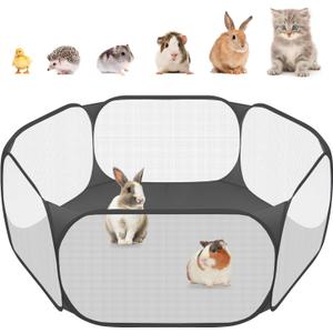 Amakunft Small Animals C&C Cage Tent, Breathable & Transparent Pet Playpen Pop Open Outdoor/Indoor Exercise Fence, Portable Yard Fence for Guinea Pig, Rabbits, Hamster, Chinchillas and Hedgehogs