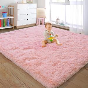 60×80" Light Pink Fuzzy Area Rug