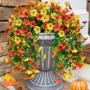 HyeFlora Artificial Flowers for Outdoors Decoration, 2Pcs Fake Hanging Spring Decor, Yellow and Orange Realistic Plants, UV & Fading Resistant Silk Flower for Porch Patio Balcony Planter Yard