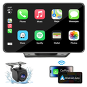 7" HD Portable Carplay Wireless Touch Screen Double Din Car Stereo Compatible Apple Carplay and Android Auto with GPS Navigation, Voice Control, Mirror Link, Bluetooth