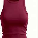 Cropped High Neck Tank Top for Women - Ribbed Bodycon Workout Cami, Sexy Gym Top and Casual Streetwear Essential (Red, XL)
