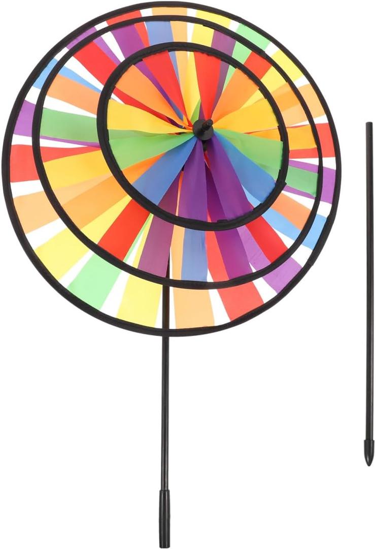 Totority Rainbow Turntable Windmill - Large Multi-Colored Cloth Pinwheel for Outdoor Decoration Vibrant Three-Layer Design Perfect for Gardens and Kids