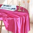 1 Pack 90 Inch Round Satin Tablecloth Hot Pink Satin Table Cover, Overlay Silky Tablecloth Dining Table Cloths for Wedding, Party, Banquet, Events, Reception, Dinner