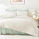 Litanika Ivory Comforter Set King Size, 3 Pieces Lightweight Solid Bedding Comforter Set, All Season Fluffy Bed Set (104x90In Comforter & 2 Pillowcases)