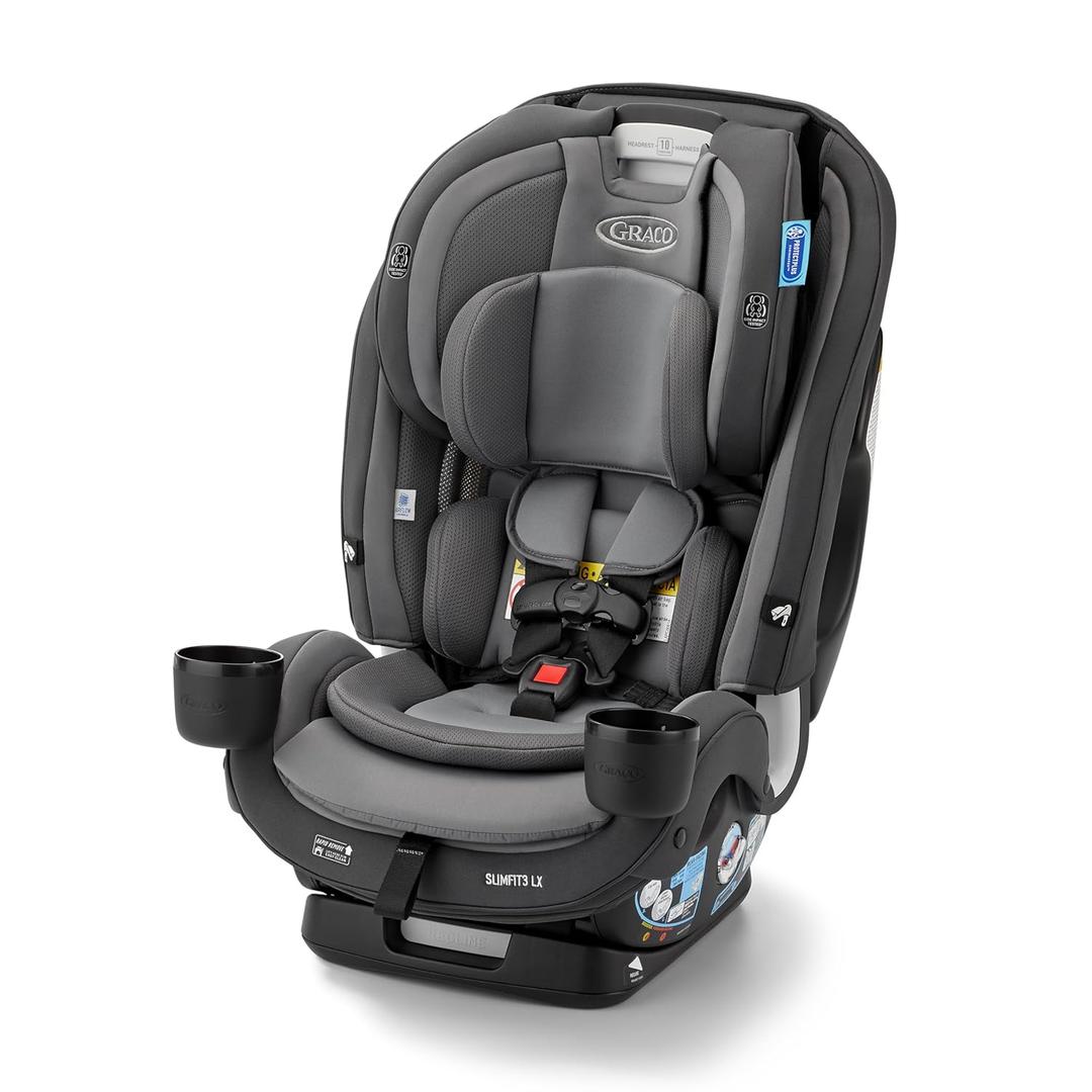 Graco SlimFit3 LX 3-in-1 Slim Car Seat, Rear Facing, Forward Facing to Highback Booster Car Seat, Kunningham (Kunningham 2.0)