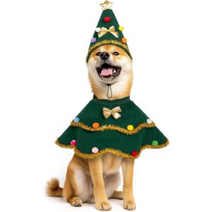 Cyeollo Dog Christmas Costume Cute Christmas Tree Outfit Pet Dog Clothes Puppy Xmas Costumes for Small Dogs, Green S