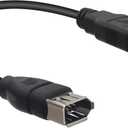 RIIEYOCA 20cm USB 2.0 Type A Male to IEEE 1394 Firewire 6Pin Female Data Adapter Converter Cord for Digital Camera,Camcorder,Laptop,DV,Black