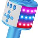 BONAOK Karaoke Microphone for Kids & Adults  Bluetooth Microphones Singing Mic with Disco Lights, Echo Effect, Builtin Speaker Portable Karaoke Player for Party Travel Gifts Q78(Ice Blue)