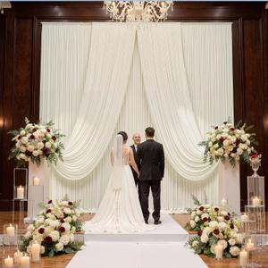 50ft x 15ft Ivory Backdrop Curtains for Wedding Parties, 10 Panels Extra Long Wrinkle Free Fabric Drapes Photo Backdrop for Baby Shower Birthday Stage Reception