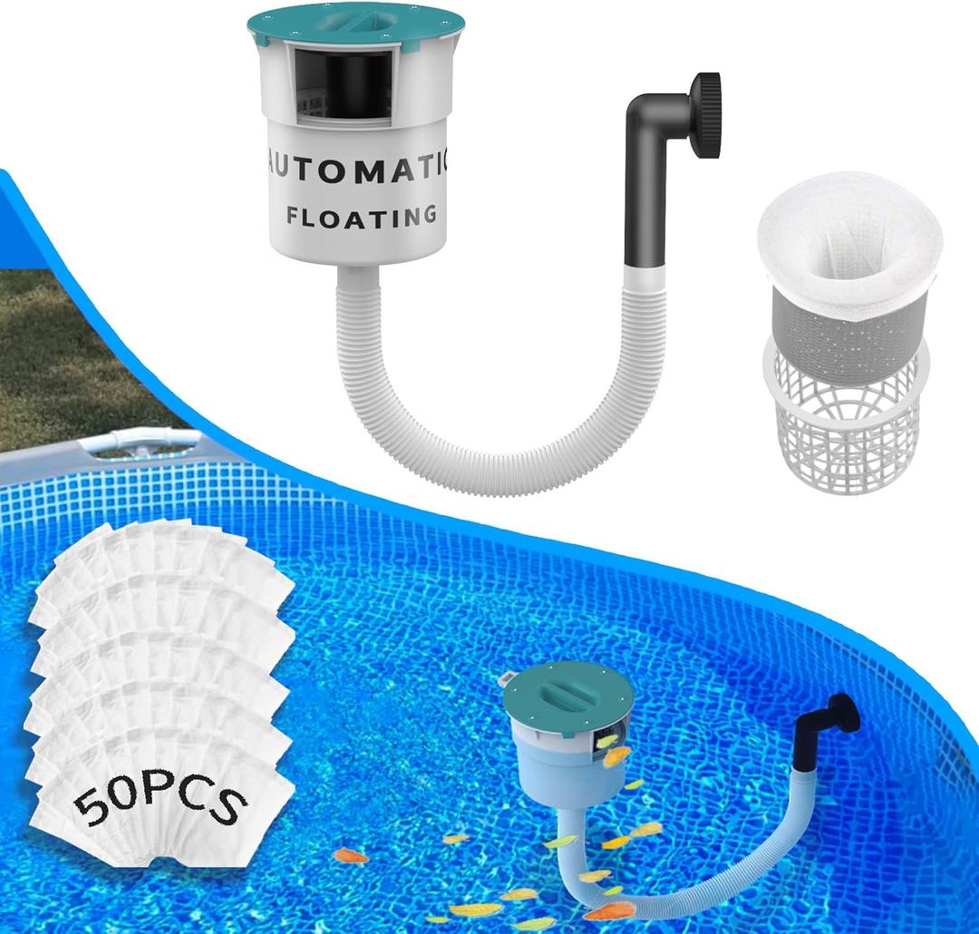 Surface Float Skimmer,2025 Upgrade,No Installation Required, no Adjustable Bracket Required,Comes with 10 Filter Socks, Perfect for Women,Turquoise-0