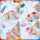 Zeyune 233 Pcs 20 Set DIY Bead Keychain Making Kits Bag Charm Beads Making Craft Ribbon Bow Key Chain Letter Alphabet Keychain Jewelry Accessories for Mothers Day Gifts Jewelry Make Party Favor (Multicolor)