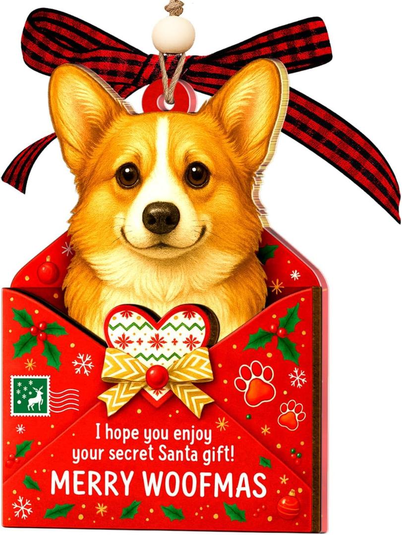 2 x Corgi Ornament, Corgi Ornaments for Christmas Tree, Unique Dog Letter Christmas Ornaments 2025 Gifts for Lover, Dog Ornament and Decor Gift Wood Acrylic 2 Layers Xmas Ornaments