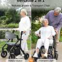 VOCIC Rollator-Walkers-for-Seniors-with-Seat, Walker Wheelchair Combo, Transport-Wheelchair-Lightweight-Foldable, Adult Walkers All Terrain, 2 in 1 Rolling Walker Chair with Brakes & Pouch