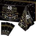 gisgfim 3pcs Vintage 40th Tablecloth Vintage Table Cloth Party Supplies Back in 1983 40th Birthday Plastic Table Cover Cheers to 40 Years Party Decorations for Black Gold Outdoor Indoor 105 x 54 inch
