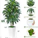 6FT Artificial Dracaena Tree - High-Density Foliage Fake Plant with White Tall Planter - Faux Yucca Floor Plant for Home Office Decor Indoor