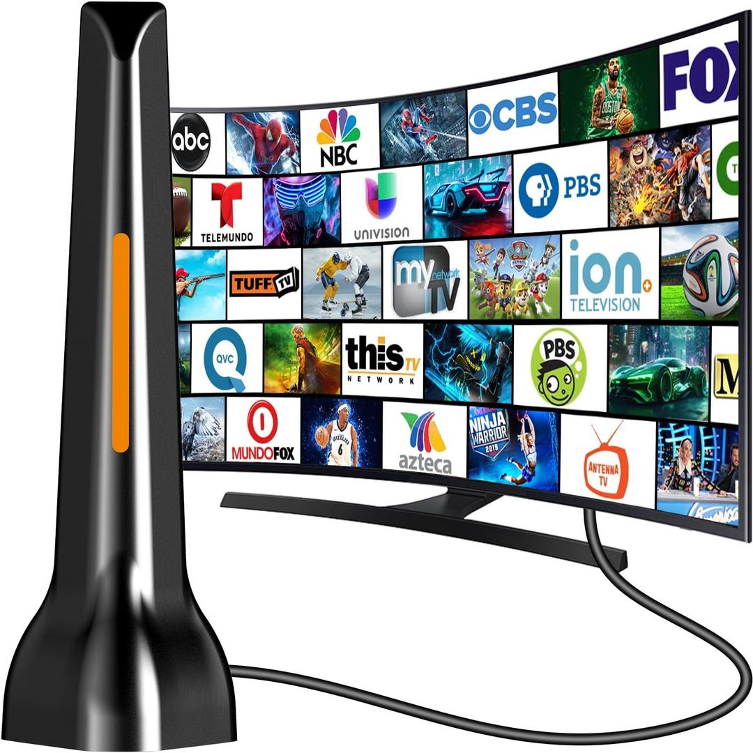 Indoor TV Antenna for Local Channels, 2026 Upgrade Digital TV Antenna for Smart TV Indoor Without Cable -Magnetic Base, 360° Reception, 8.2Ft Cable, 120 Mile Range - Support HDTVs After 2007