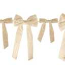 Meseey Christmas Ivory Velvet Bow Garland, 12PCS 5x10 Inch Pre-Made Velvet Bows, 6.56FT Long Christmas Garland with Bows for Christmas Tree, Wreath, Mantle, Holiday Party Home Decorations
