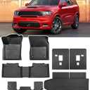 for Dodge Durango Floor Mats: 2016-2025 6-Seater Car Accessories, All-Weather TPE Rubber Backrest mats & Cargo Liner & Carpets Custom Fit for Durango 2024 2023 2022 2021 2020 2019 2018 2017