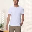 wirarpa Men's Cotton Undershirts Tee Short Sleeve Crew Neck Classic T-Shirt for Men 2 Pack (White, L)