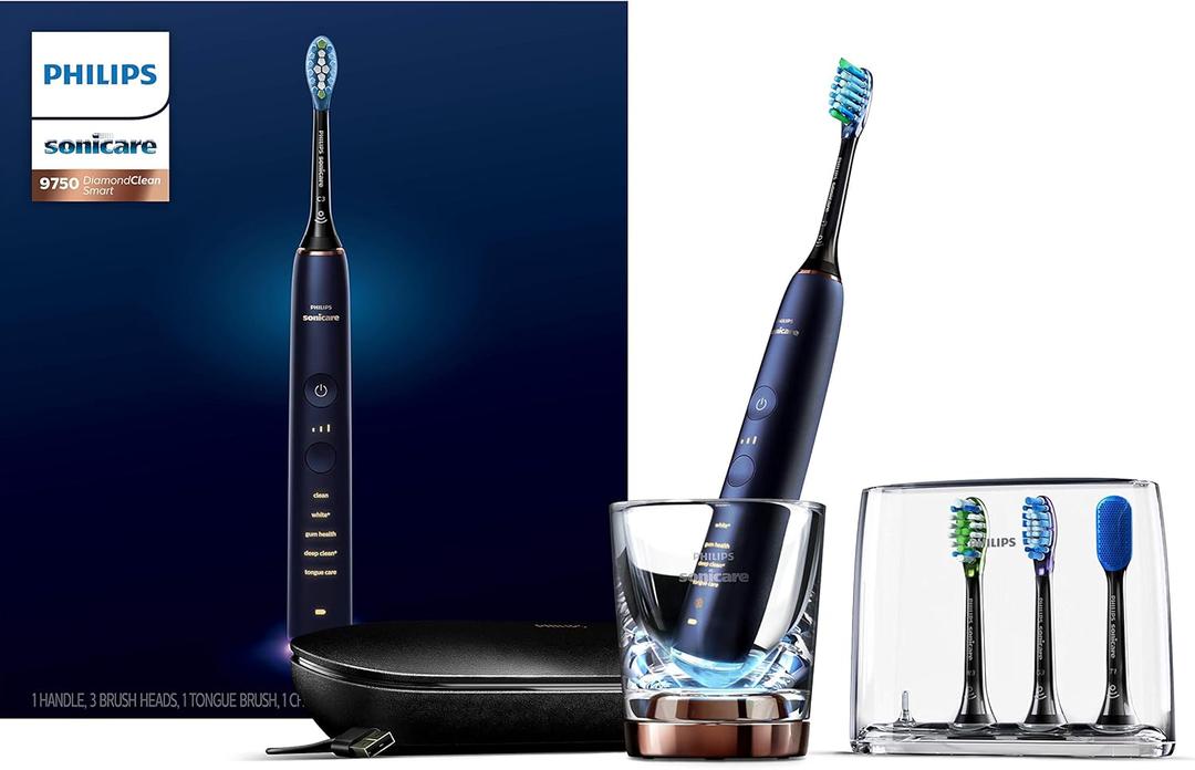 Philips Sonicare DiamondClean Smart 9750 Rechargeable Electric Power Toothbrush, Lunar Blue, HX9954/56 (1 Count (Pack of 1))