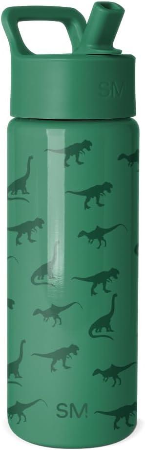 Simple Modern Kids Water Bottle with Straw Lid | 18oz Insulated Stainless Steel Kids Tumbler & Spill Proof Toddler Cup for School, Girls, Boys | Summit | Dino World
