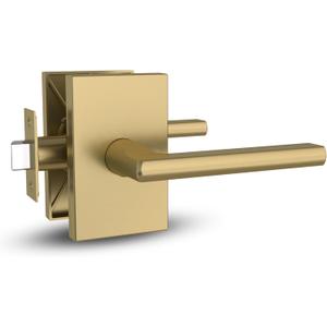 Mega Handles Glamor Passage Lever, Door Handle Set for Hallway, Closet and Bathroom, Reversible Heavy Duty Door Levers, Fits All Standard Door Sizes, Screws Included - Satin Brass (1 Pack)