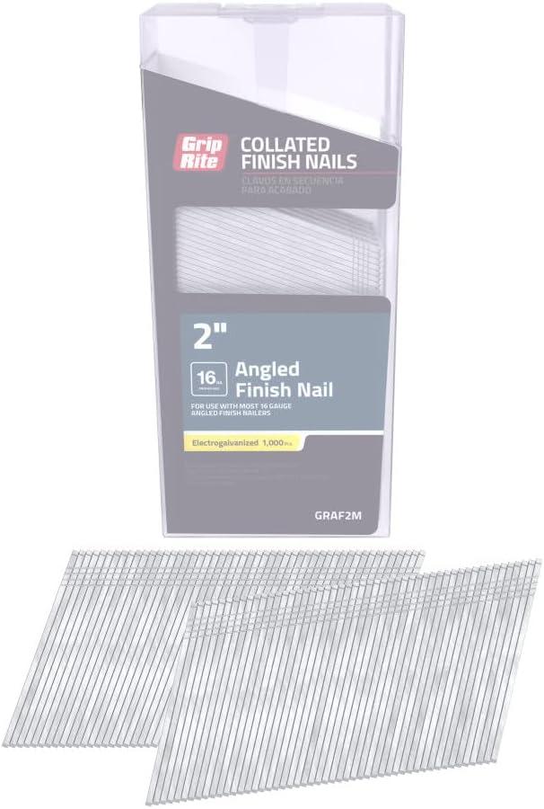 16 Gauge Angled Electrogalvanized Collated Finish Nails, 2"