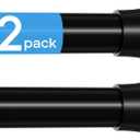 MEXAU 2 Pack Tension Curtain Rods 24-46 Inch,Adjustable Spring Tension Rods Black Shower Curtain Rod No Drilling for Window, Bathroom, Closet, Room Divider, 7/8" Diameter