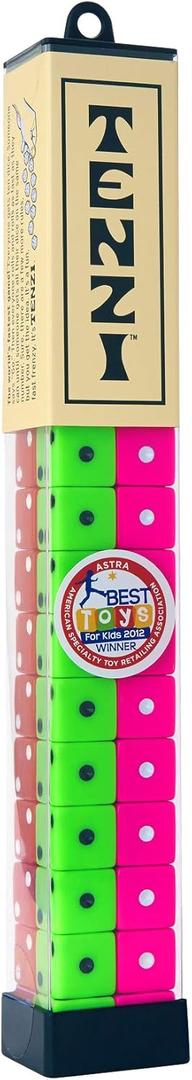 TENZI Dice Party Game - A Fun, Fast Frenzy for the Whole Family - 4 Sets of 10 Colored Dice with Storage Tube