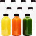 16oz 10pcs Empty Plastic Juice Bottles with Caps,Juice Containers for Juice, Milk and Other Beverages,Clear Juicing Bottles for Food Grade.